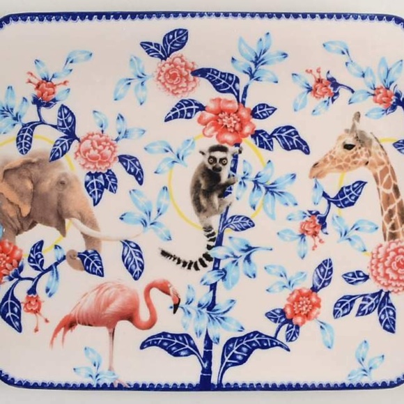 ANTHROPOLOGIE Nature Table Stoneware Tray Flamingo NWT NIB